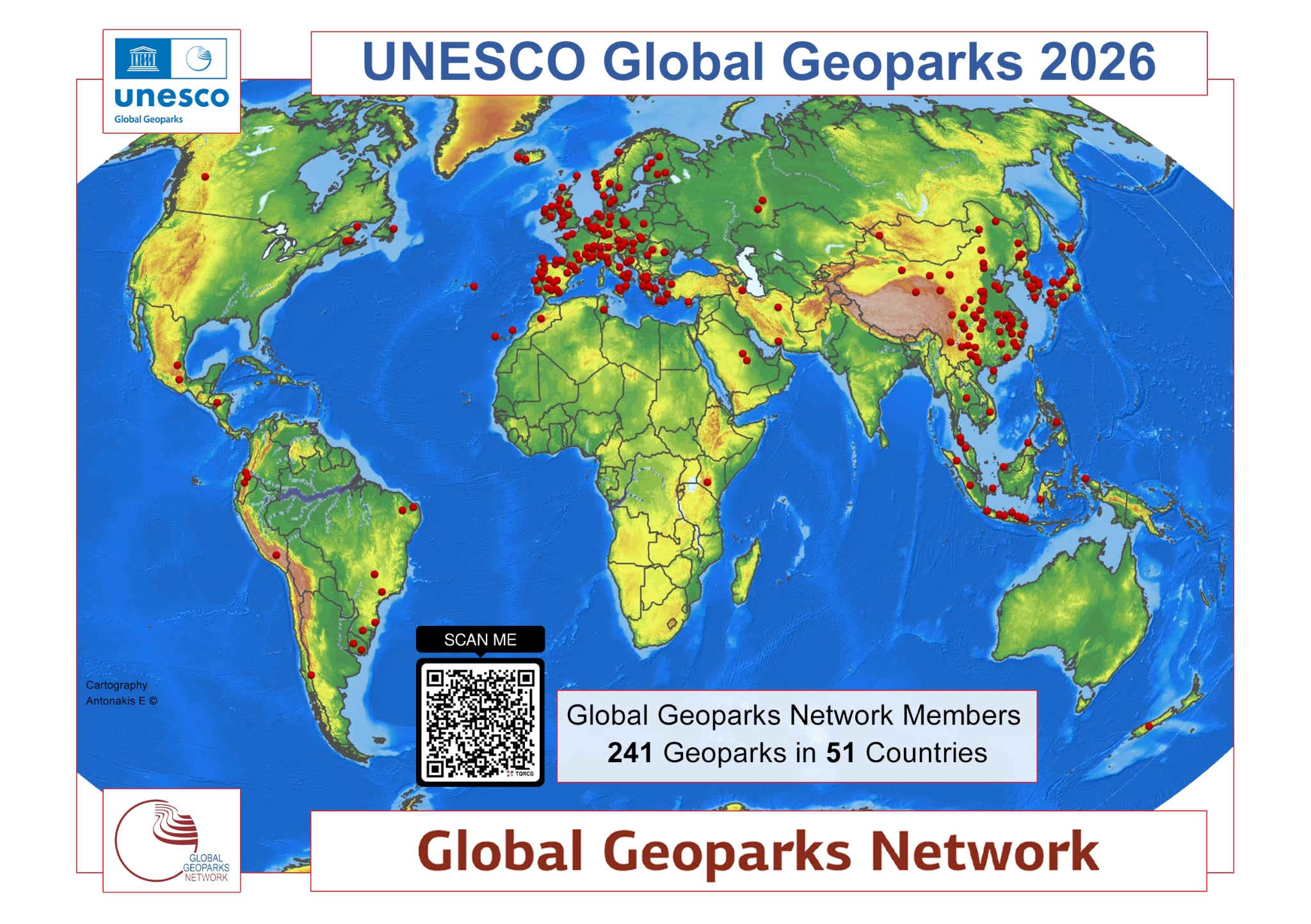 UNESCO Global Geoparks Map 2026 — 241 geoparks in 51 countries