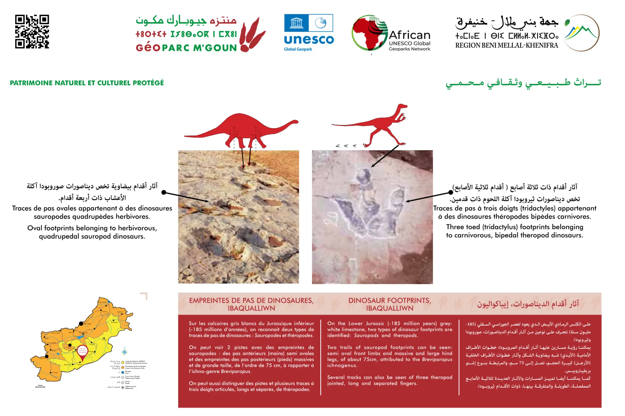 Interpretive panel — Ibaqualliwn Dinosaur Footprints
