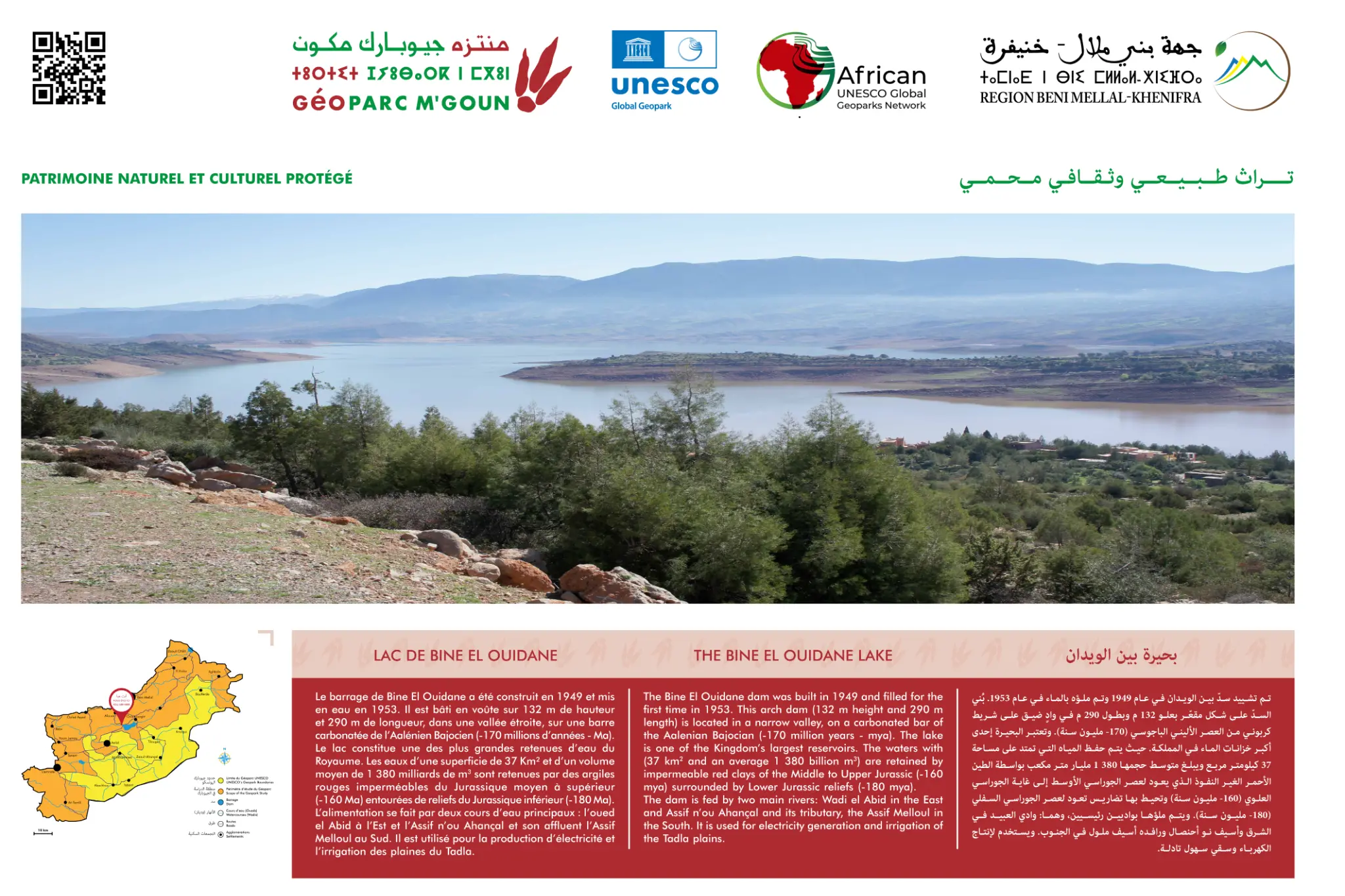 Interpretive panel — Bine El Ouidane (Reservoir Lake)